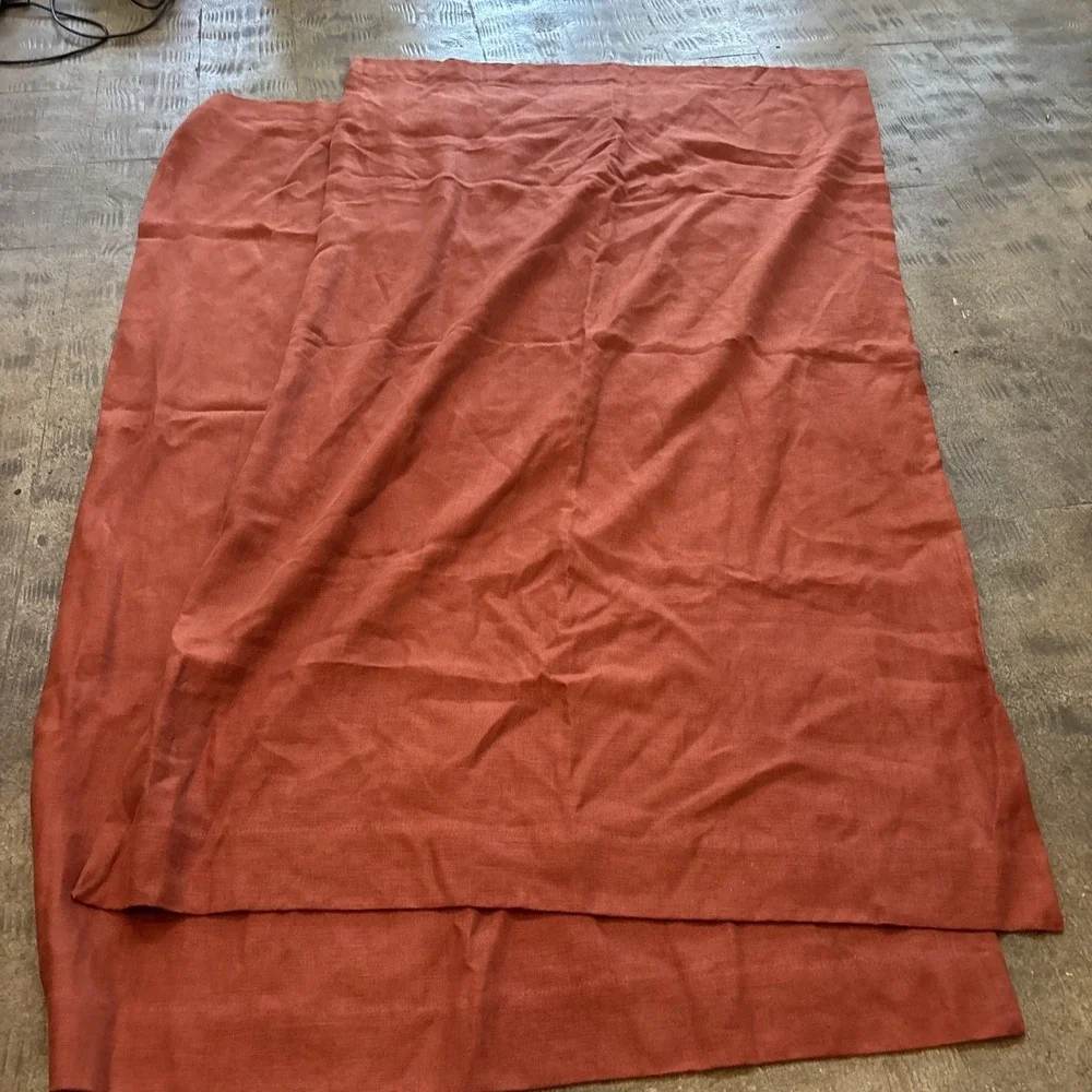 Restoration Hardware Flax European Linen Chyanne Rust2 panels Lined